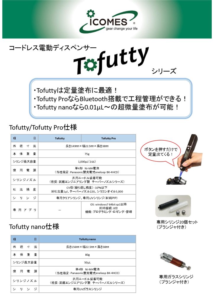 接着剤・グリス・オイルの定量塗布用道具「Tofutty」シリーズ